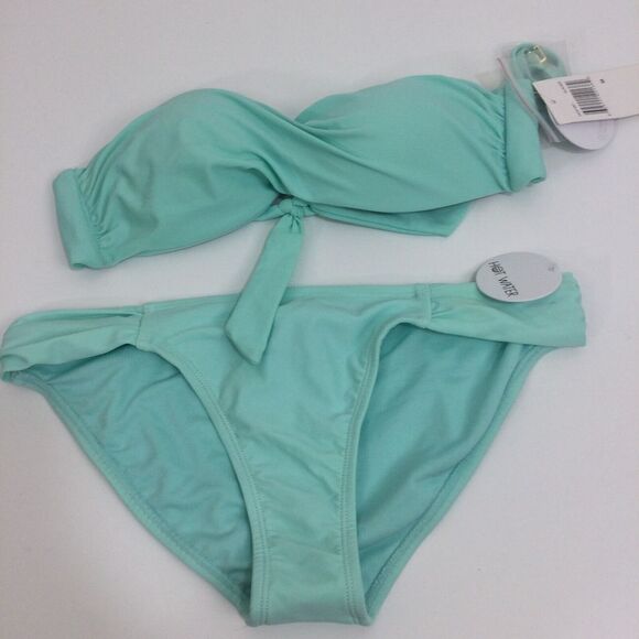 Hot Water Two Piece Strapless Tie Back Bikini Swimsuit Swimwear Aqua Size M NWT - Picture 7 of 7